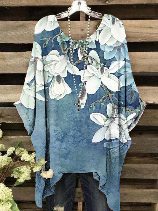 Women's Vintage Elegant Floral Pattern Round Neck Top