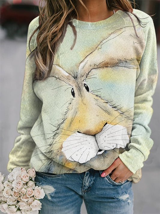 Women's Easter Bunny Print Sweatshirt