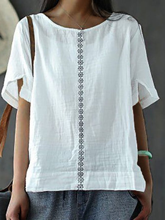 Women's Cotton Linen Short Sleeve Casual T-Shirt