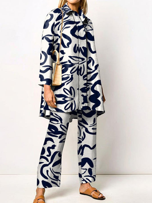 Women's Fashion Personality Geometric Print Suit Shirt