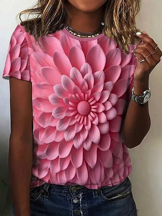 Women's Floral Print Casual T-Shirt