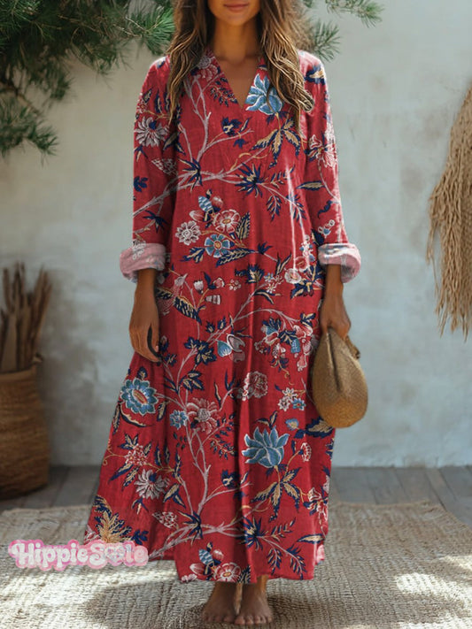 Vintage Summer Floral Pattern Printed Women's Dress