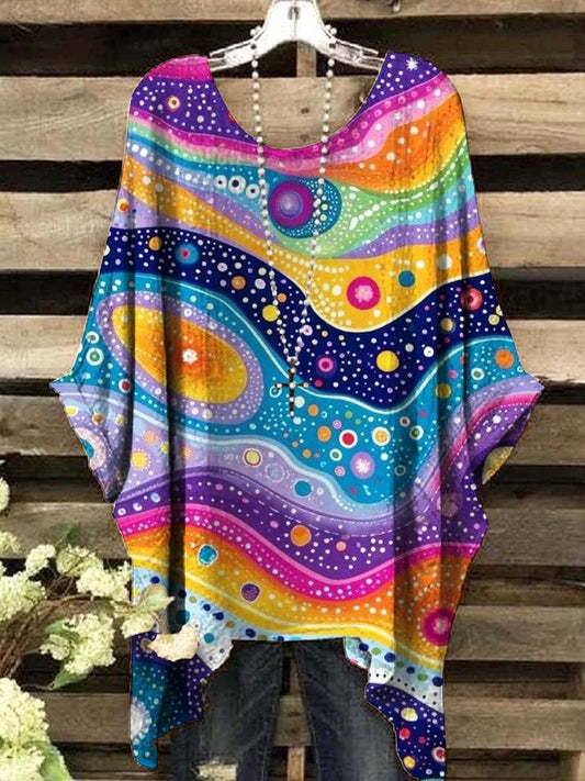 Women's Pop Art Abstract Wave Print Casual Top
