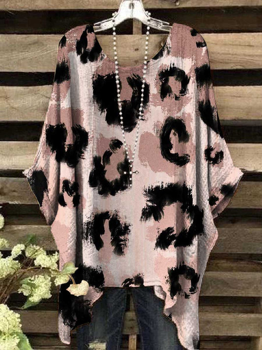 Women's Vintage Leopard Pattern Printed Top