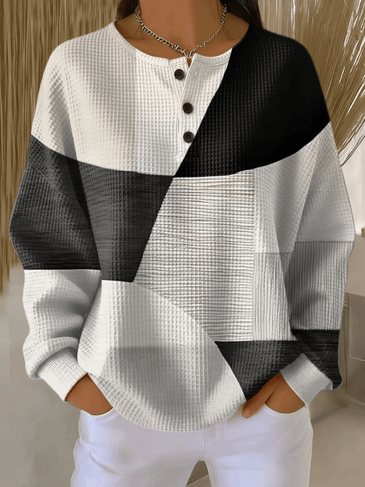 Women's Casual Color Block Print Top 