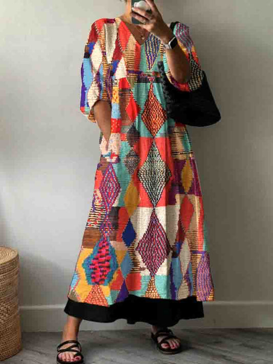 Women'S Artistic Art Statue Pattern Cotton Dress