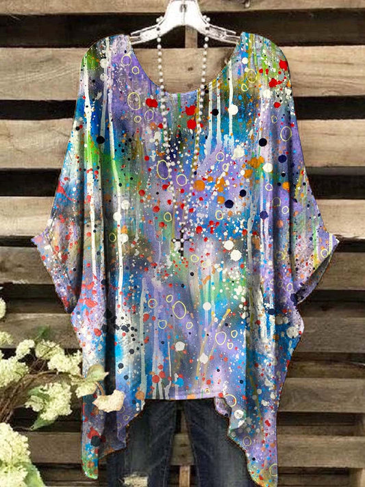 Women's Abstract Ink Art Oil Print Top