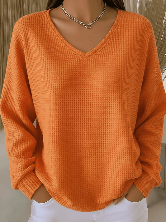 Women'S Casual Loose Waffle Sweatshirt 