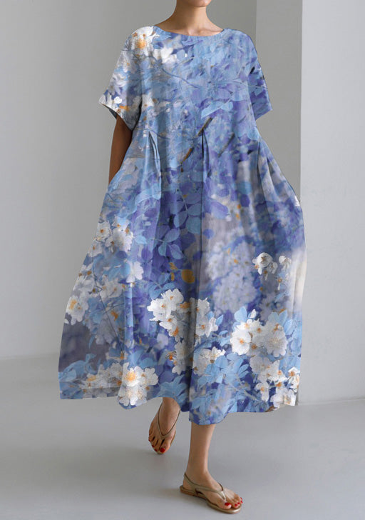 Women's Floral Print Loose Short Sleeve Dress