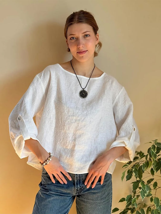 Summer Women's Cotton&Linen Shirt 
