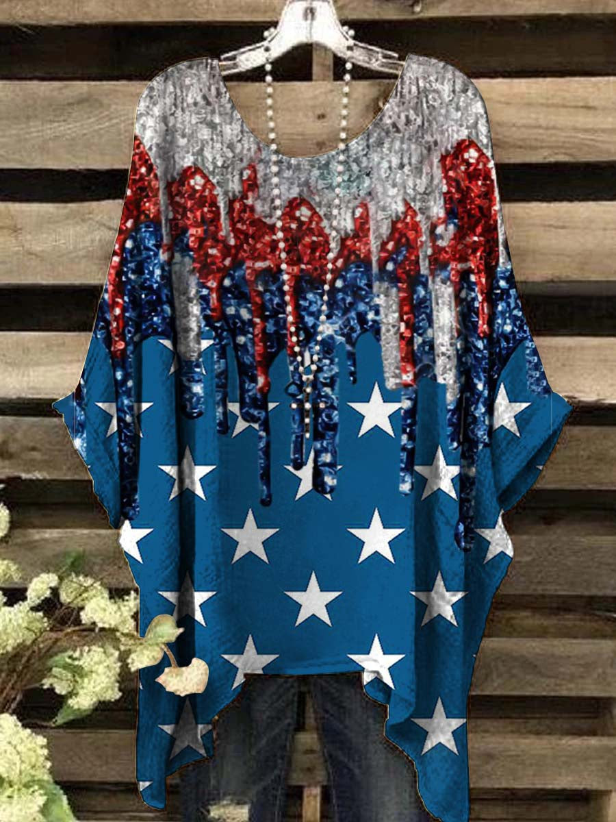 Women's Independence Day Abstract Print Casual Top