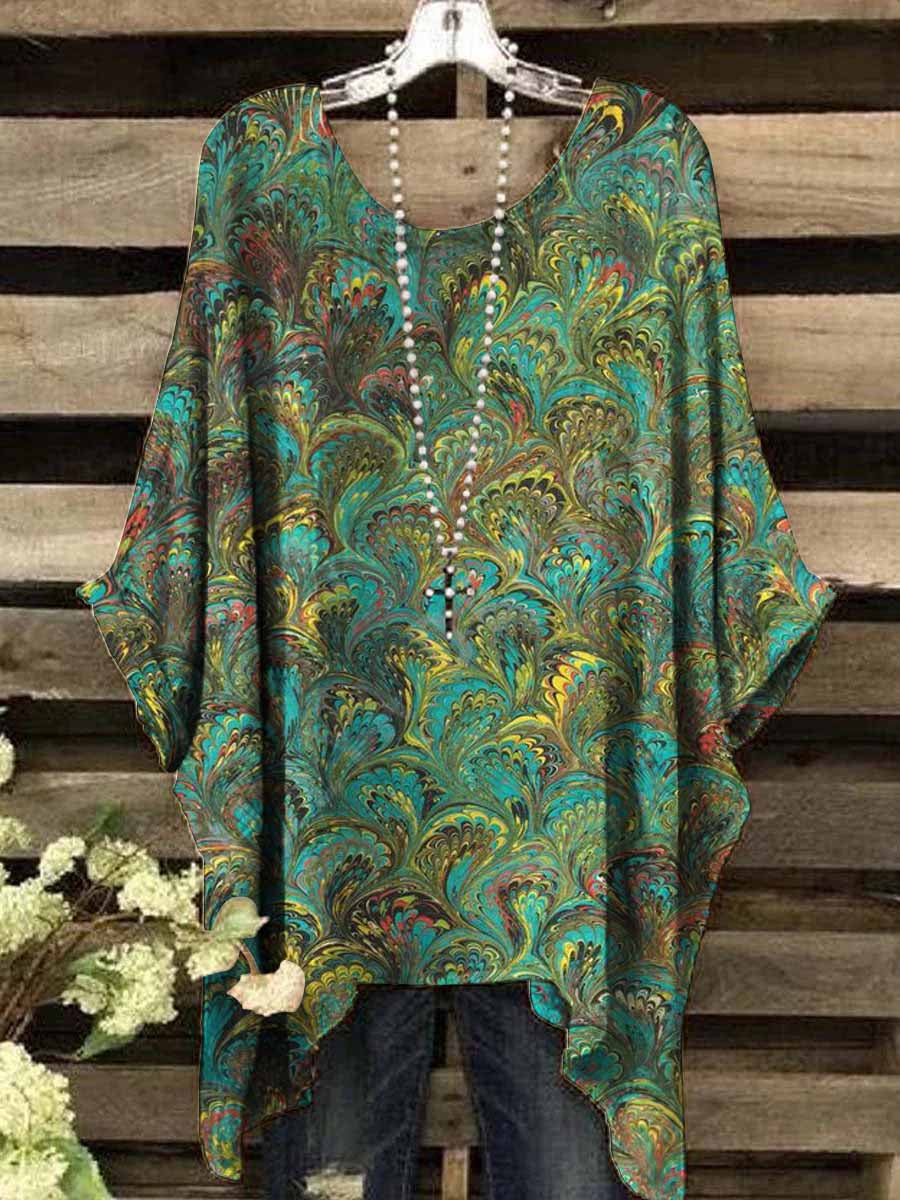 Women's Vintage Abstract Print Top