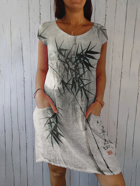 Casual Simple Bamboo Pattern Women'S Dress