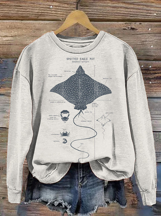 Spotted Eagle Ray Art Print Vintage Sweatshirt
