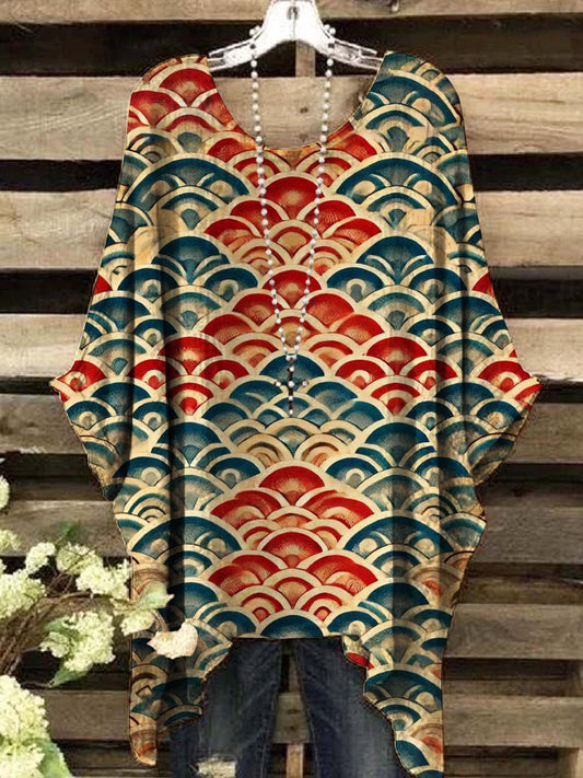 Women's Japanese Art Design Print Casual Top