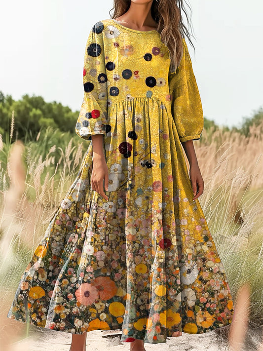 Women's Art Painting Hippie Print Round Neck Dress