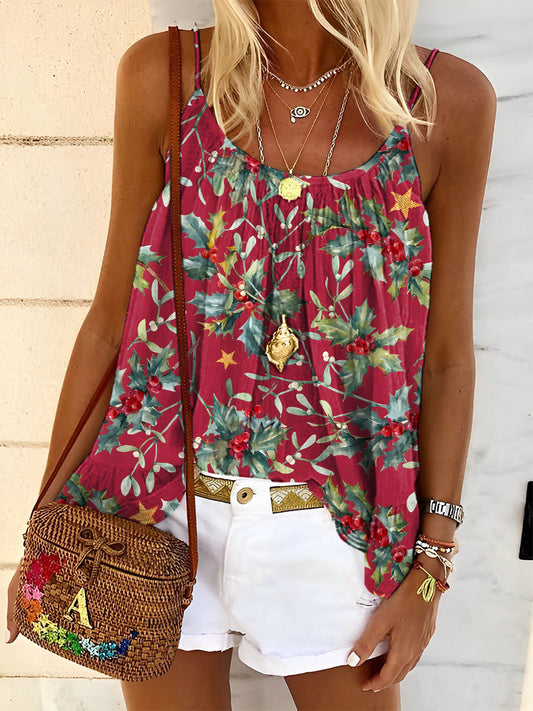 Women's Retro Flowers Art Print Tank Top