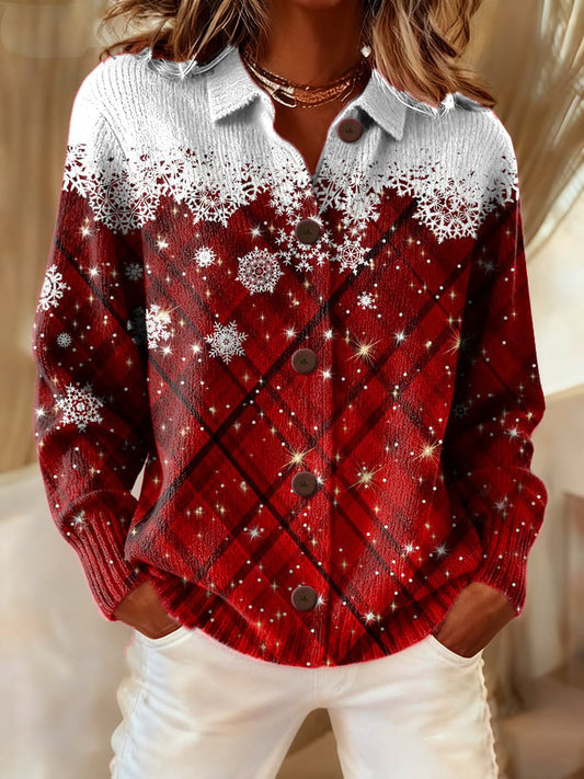 Women's Casual Snowflake Plaid Sweatshirt 
