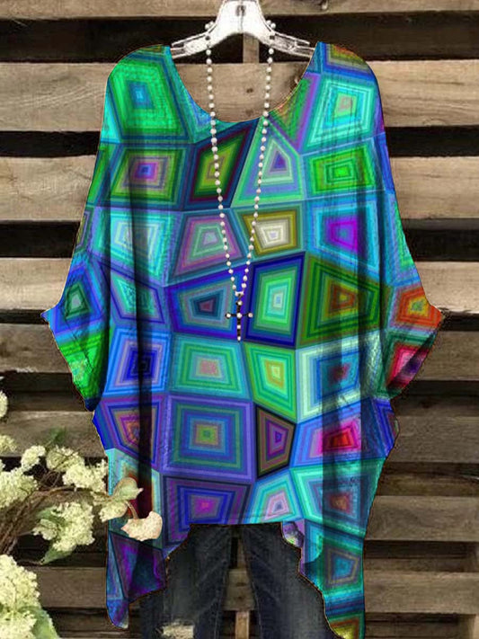 Women's Vintage Art Abstract Print Casual Top