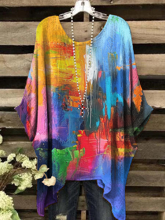 Women's Retro Art Abstract Print Top