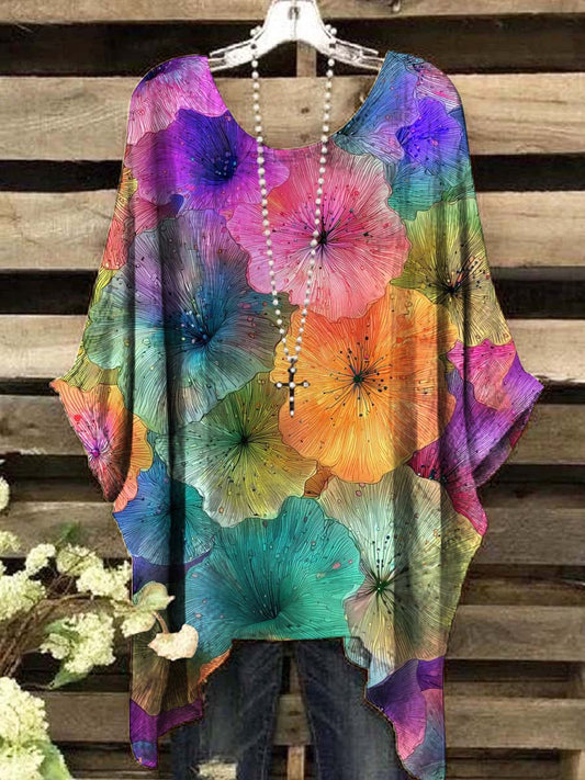 Women's Abstract Colorful Floral Print Top