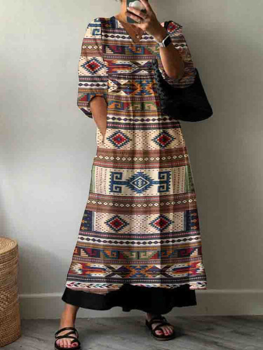 Women'S Retro Floral Pattern Pattern Cotton Dress