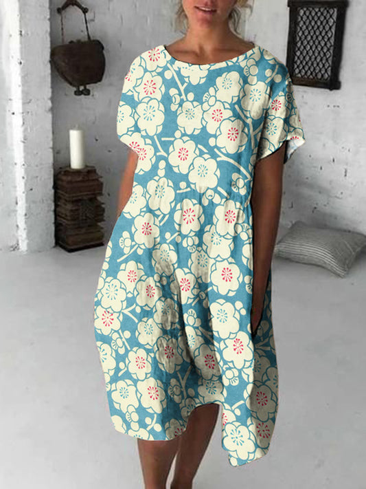 Cherry Blossom Japanese Flowy Midi Dress