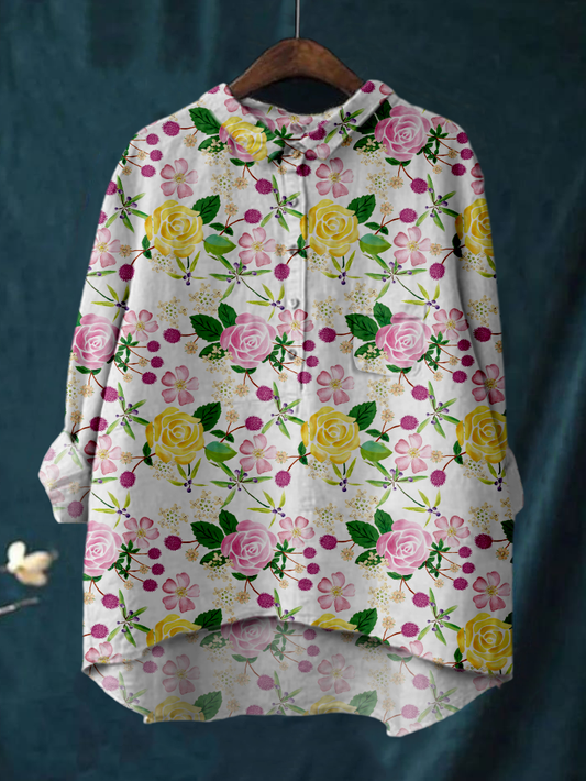 Women's Colorful Rose Print Shirt