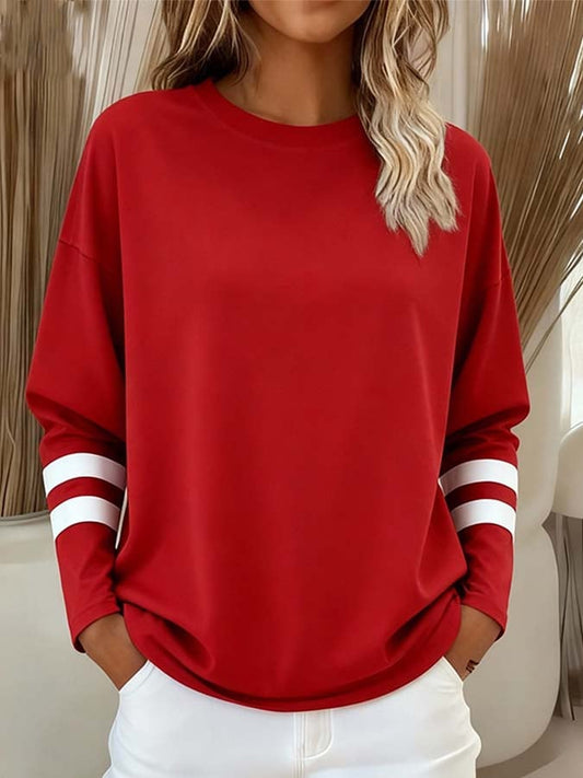 Women'S Casual Contrasting Long-Sleeved Top 