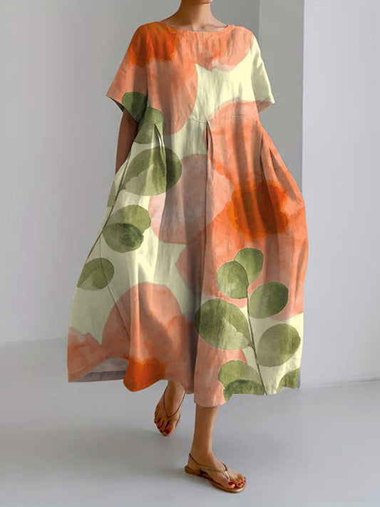 Women's Botanical Floral Printed Casual Loose Dress