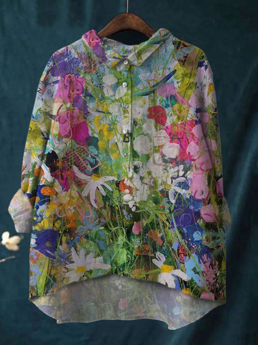 Women's Colorful Small Flower Print Shirt