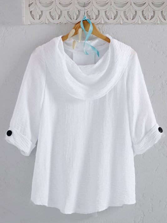 Women's Casual Solid Color Half Sleeve Loose Solid Color Linen Top