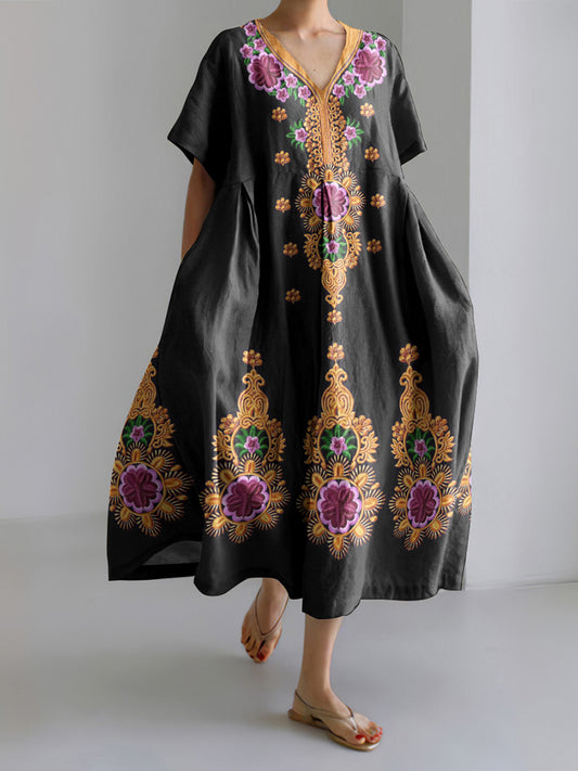 Women'S Ethnic Pattern Short-Sleeved Dress