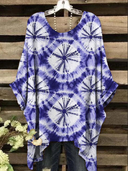 Women's Vintage Tie-Dye Print Design Top