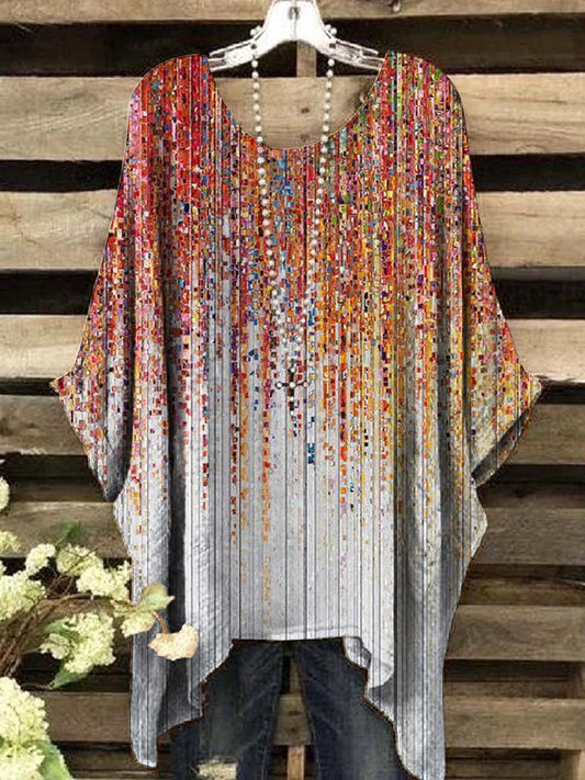 Women's Oil Painting Abstract Gradient Print Top