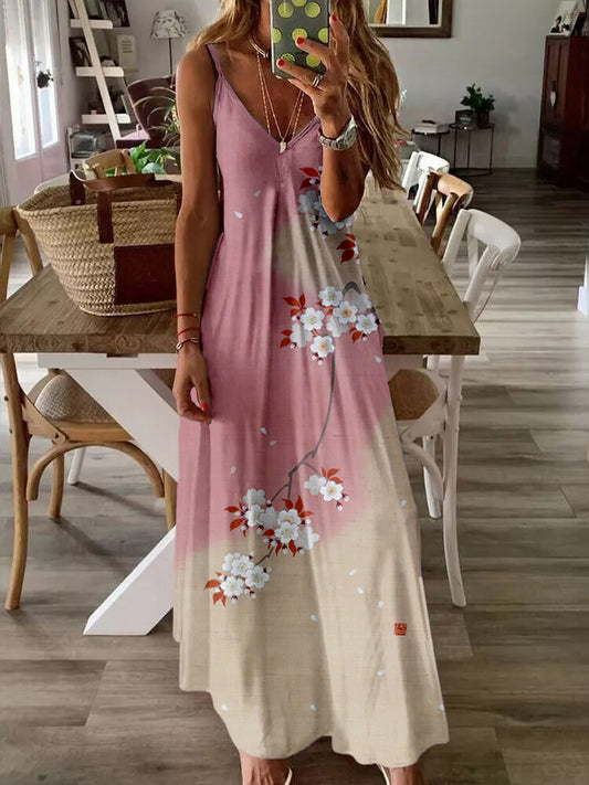 Vintage Sakura Flowers Japanese Art Cami Maxi Dress