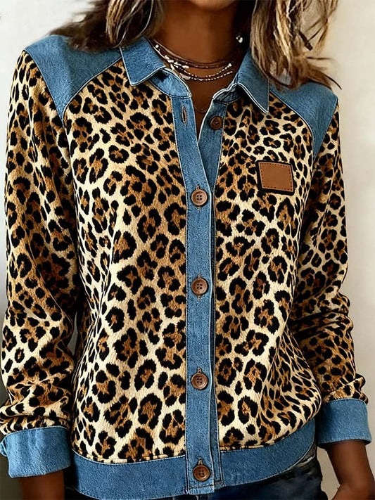 Women'S Casual Lapel Contrast Color Stitching Shirt 