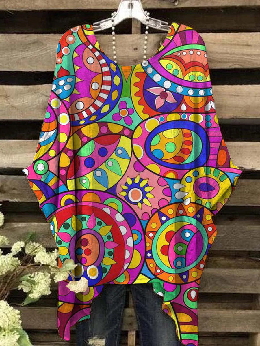 Women's Colorful Art Abstract Print Design Top