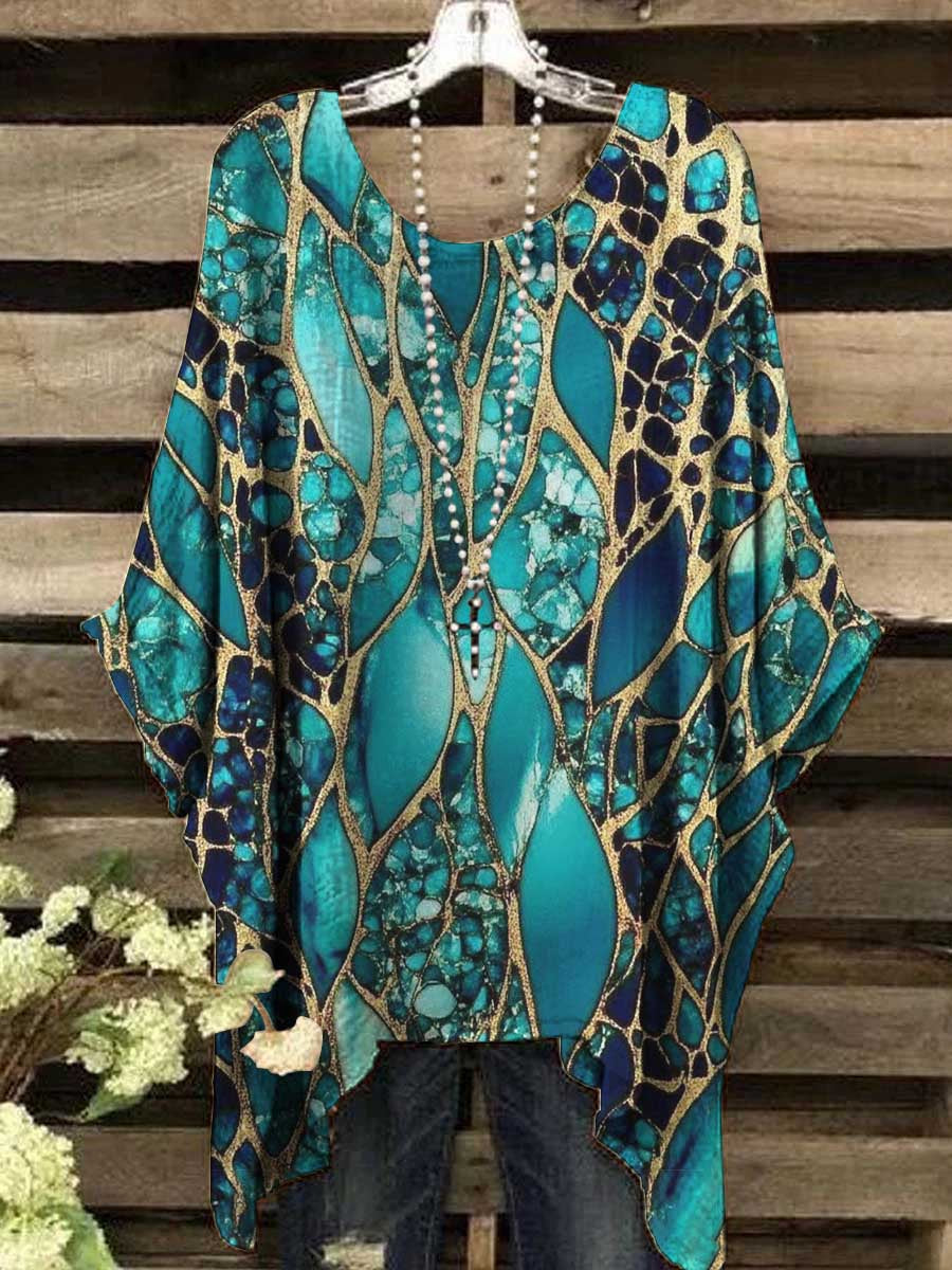 Women's Marble Patchwork Abstract Print Top
