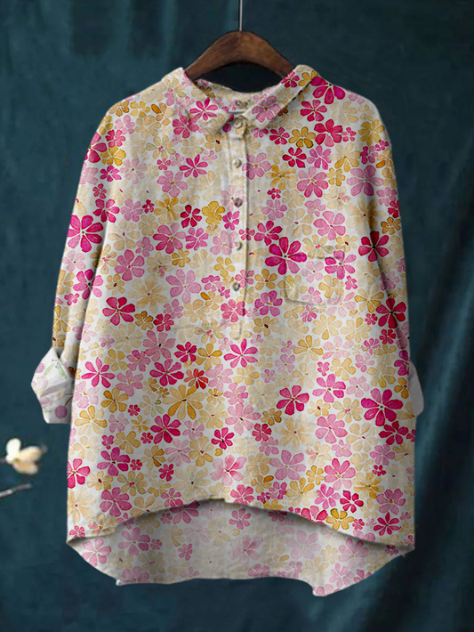 Women's Colorful Small Flower Print Shirt