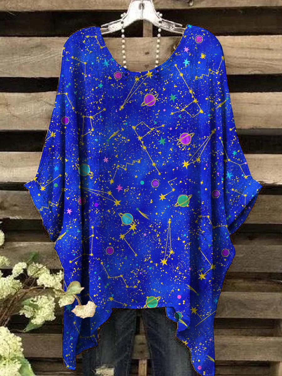 Women's Space Galaxy Constellation Abstract Print Top