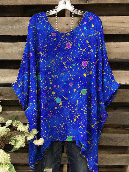 Women's Space Galaxy Constellation Abstract Print Top