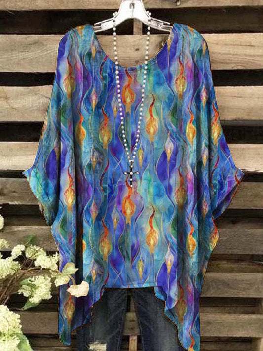 Women's Abstract Colorful Watercolor Candle Print Top