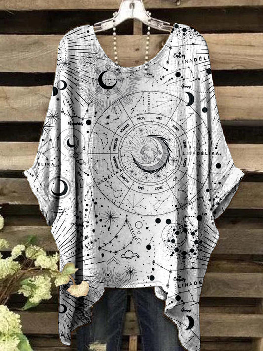 Women's Astrology Moon and Sun Print Top