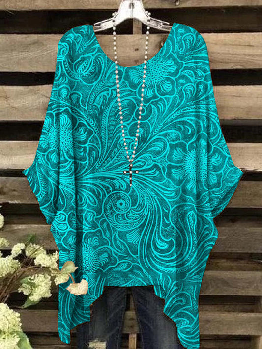 Women's Western Style Irregular Design Print Top