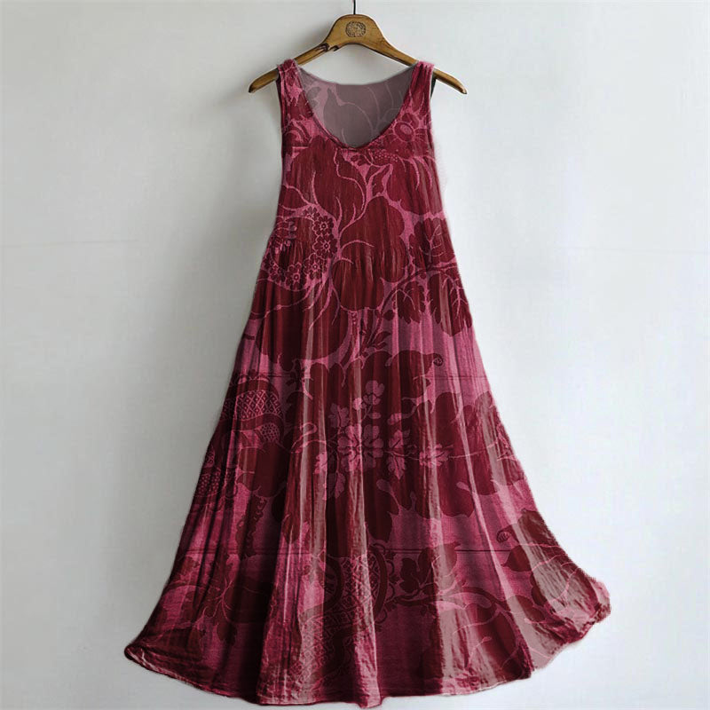 Women's Vintage Floral Tattoo Pattern Art Print Sleeveless Cotton Pock