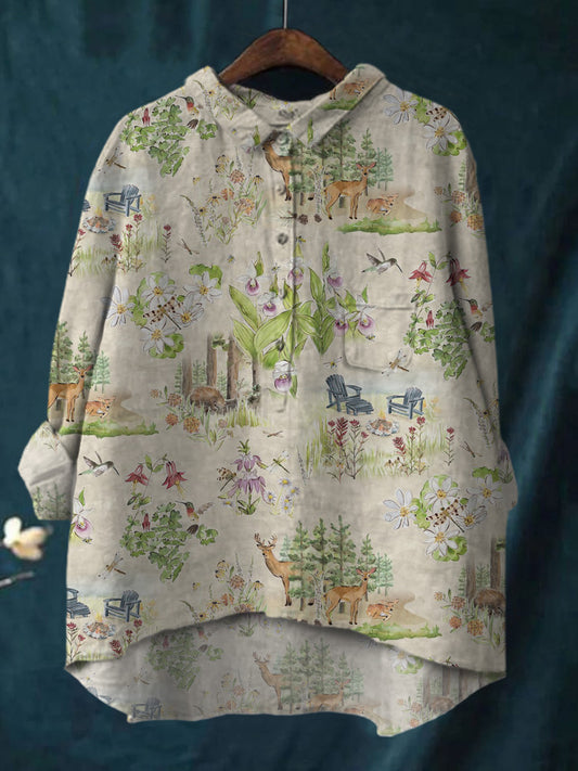 Colorful Meticulous Deer Print Shirt