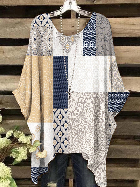 Women's Retro Ethnic Style Round Neck Short Sleeve Top