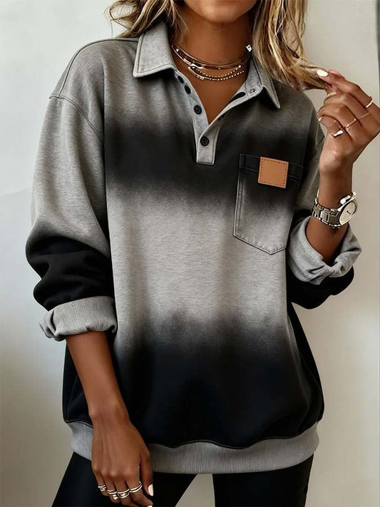 Women'S Casual Loose Gradient Stitching Printed Sweatshirt 