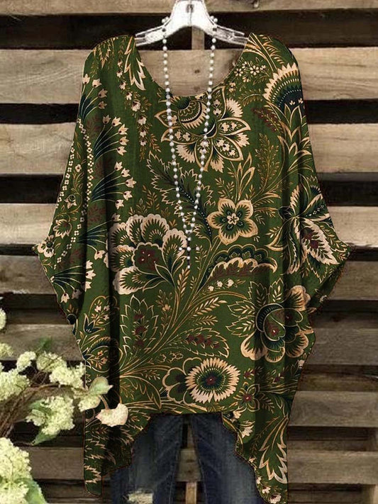 Women's Vintage Floral Print Casual Top